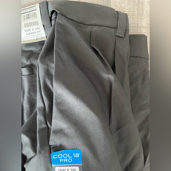 Haggar Cool 18 Pro Classic Fit Pleated Pants - Dark Gray - Picture 4 of 10